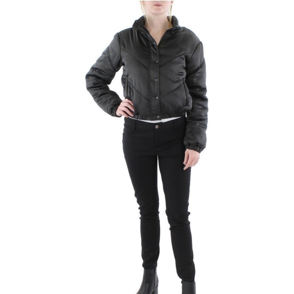 Sanctuary Womens Davis Black Chevron Puffer Short Quilted Coat Outerwear New XS - Picture 8 of 14
